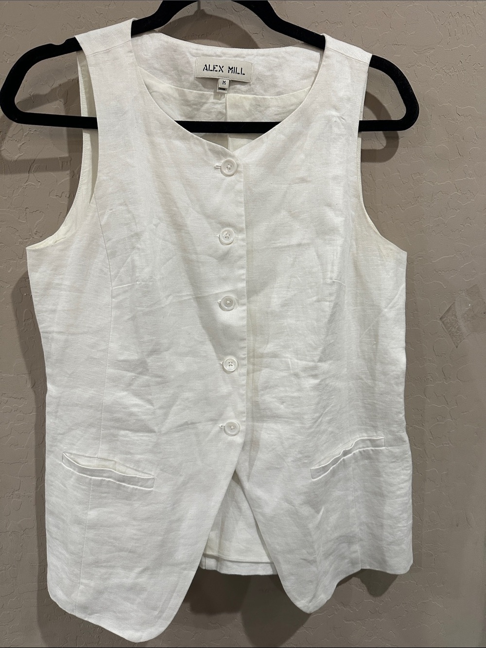 Alex Mill White 100% Linen Button-Front Vest